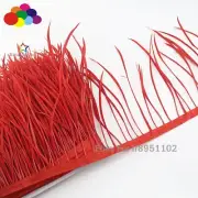 1/5/10 meter Top Quality 15-20 cm Dyed Red Stripped Goose Boits Feathers Trim