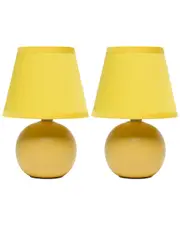 Lalia Home Nauru 8.66in Traditional Petite Ceramic Orb Base Bedside Table Desk Lamp 2pk Set