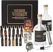 Whiskey Making Kit - DIY Whiskey Gifts for Men - Alcohol Infusion Kit with Bottles, Wood Chips, Botanicals and Stones - Bourbon Gifts for Men - Cocktail Infusion