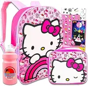 Hello Kitty Backpack with Lunch Bag 5 Pc Set of 16" School Bag, Tattoos, More, Ackpack Plush Lunch Bag, Hello Kitty Backpack School, hello kitty school backpack for girls, Hello Kitty Backpack Plush