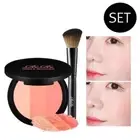 RIRE 3 Colors Triple Blusher 8.9g + Brush Set Face Blush Pressed Powder NEW