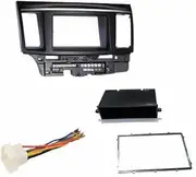 Aftermarket Radio Stereo Double Din Dash Installation Install Kit + Wire Harness Compatible with Mitsubishi Lancer/Lancer Evolution (2007-2017)