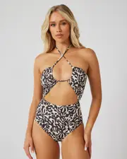 [Billabong] Billabong Women's Palm Grove Drew One Piece Bathing Suit in Off Black Size 10 10 Off Black