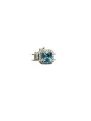 Clasp of Genuine BLUE TOPAZ /MOISSANITE/W20.5MM/L14MM/H8.5MM/2Sts/4.82Gr/$144.00
