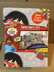 Ryan's World Boys Twin Sheet Set- Flat, Fitted, Standard Pillowcase 3 pc