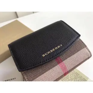 章魚二手Burberry 巴寶莉 女士短夾牛皮高端品質 錢夾 皮夾 皮包 零錢包 卡包 翻蓋二折疊