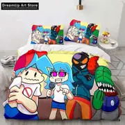 a3447 Bed Sheets CartoonFriday Night Funkin Bedding Set Duvet Cover Bed Set Quilt Cover Pillowcase Comforter Boys Adult3-Piece Bedding Set (1 Duvet