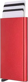 [uxcell] Slim Wallet, Aluminum Sliding Slim Minimalist Credit Card Holder Business Card Case RFID Blocking Wallet for Men Women, Red
