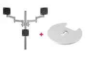 Atdec AWMS-3-TH467 Triple Monitor "Stack" Desk Mount and Grommet Clamp Desk Fixing, Silver