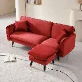 在飛比找遠傳friDay購物優惠-MUNA 家居 布諾奇L型紅色布沙發/3019型(L型沙發 