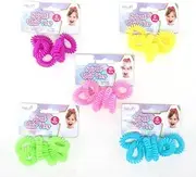 Swosh Spiral Anti-Kink Hair Ties (Pack of 6), Pastel Pink/Purple/Purple/Green/Yellow