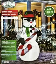 NEW*RARE* GEMMY 6' ft Inflatable Animated Saxophone Snowman-Jazz Music-Christmas