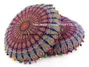 2 PC Peacock Mandala Tapestry Floor Pillow Cover Indian Cushion Ottoman Pouffe