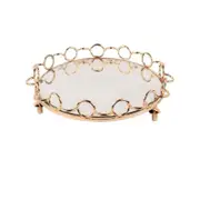 SOGA 33cm Bronze Mirror Glass Tray with Handles
