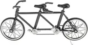Generic Mini Tandem Model - Handcrafted Metal Bike (1:16 Scale) - Unique Decorative Toy Gift - Assorted Colors Available, Full Black, 13.5x3.5x6cm