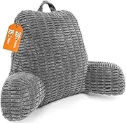 MEREZA Reading Pillow with Corduroy Cover, Bed Pillow for Sitting Up Back Rest Support Pillow Chair with Arms Coussin De Lecture Pour Lit