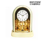 [臺灣總代理出貨]RHYTHM CLOCK 日本麗聲鐘-典雅大氣風格水晶旋轉鐘擺精美擺飾座鐘(古典素金)