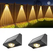 Solar Wall Lights Outdoor 1/2/3 LED Lenses Fence Lights Powered Outdoor Waterproof Warm White Auto On/Off LED House Number Lighting for Porch Patio Balcony Wal