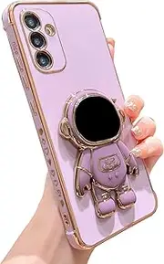 [ELEPIK] for Samsung Galaxy S21 Case with Stand for Women, Cute Luxury Astronaut Design, Full Camera Protection, Soft TPU, Shockproof Slim Protective Case (Purple).