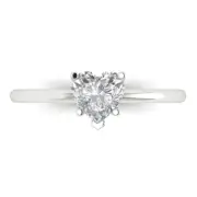 14K White Gold Solitaire Promise Ring, 1.25 ct Heart Cut Simulated Diamond