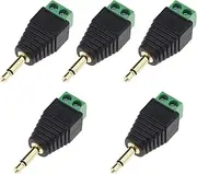5Pcs 3.5mm Mono Solder-Free Male Power Connector 3.5mm Mono Screw Terminal Blocks Accessories for Microphone Plugs Earphone Plugs External Audio Cables