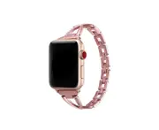 Stylish Metal X-shaped Shiny Watch with Steel Strap for Apple IWatch 5 4 3 2 1-Pink