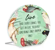 Country Parrots Green Live Every Chance Round Wooden Standing Sign
