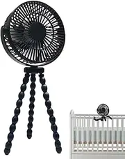 Stroller Cooling Fan - 1800mAh Rechargeable Handheld Cooling Fan - Flexible Tripod Clip On Coller, Car Seat Crib Cooler, 5 Adjustable Speeds For Desks, Gyms, Camping