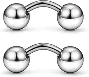 [Ruifan] ASTM F136 Titanium Titanium 6mm 8mm 10mm Big Balls Externally Threaded Curved Barbell PA Piercing Jewelry Stretching Kit Tragus Ring Cartilage Earrings For Women Men 16G 14G 12G Bar Length 6mm