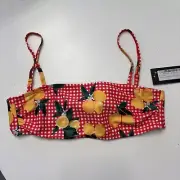 Nasty Gal Bikini Top Size 6 Bittersweet Gingham Red Yellow Lemons