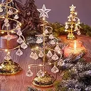 Tabletop Metal Christmas Trees, Mini Christmas Trees with Luminous Crystals, Christmas Ornaments, Tabletop Small Xmas Tree for Holiday Indoor, Christmas Decor (M- 26cm)