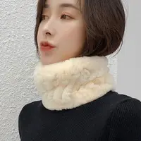 在飛比找ETMall東森購物網優惠-韓版冬季女士真毛編織彈力脖套