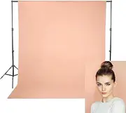 VARIPOWDER 8x6.5ft Photo Backdrops, Photo Studio Polyester Backdrop for Solid Beige Background Nude Pink Peach Color (Light Tan)