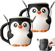 Cute Penguin Ice Cream Pint Holder, Reusable The Penguin Ice Pint Holder, Fun Penguin-Inspired Design Ice- Cream -Pints, Pepples Leak Proof Popsicle Cozy Beer Can Cup Sleeve (2PCS)