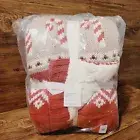 Pottery Barn Spice Fair Isle Knit Jacquard Sherpa Throw Blanket Christmas NEW