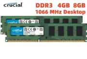 CRUCIAL 4GB 8GB DDR3 1066MHz PC3-8500 240-Pin Memory Desktop DIMM 8500U-