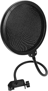 UPKOCH Round Microphone Filter Noise Screen with Clip Rotatable Microphone Mask Shield for Desktop and Floor Stands Durable Black Accessory for Enhanced Vocal Clarity