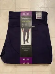 Eddie Bauer Fleece Lined Tech Pants Mens 40 X 32 Dark Blue Water Repellent NEW