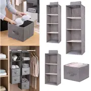 3/4/5 Section Hanging Shelves Wardrobe Organiser Storage Drawer Shelf Clothes
