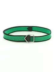 BOTTEGA VENETA parakeet green & black woven fabric triangle buckle belt NWT