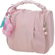 Cute Makeup Bag+Plush Flower Pendant, Waterproof Portable Soft Cosmetic Bag, Travel Cosmetic Storage Large Capacity Make Up Bag for Women (Pink)