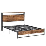 IHOMDEC Double size Heavy Duty Metal & Wood Bed Frame Base Mattress Platform BED01 Rustic Dark Brown
