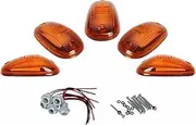 KOMAS 5pcs Amber Lens Cab Roof Marker Lights, Top Lamp Clearance Running Light Replacement + T10 Set for Truck SUV 2003-2018 Dodge Ram 1500 2500 3500 4500 5500 (Amber Lens without Bulbs)