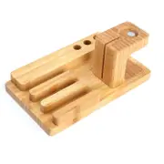 3 In1 Bamboo Wood Charging Dock Docking Station Holder