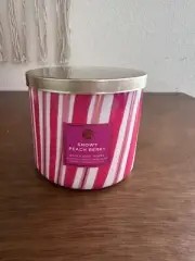 B&BW Candle. Snowy Peach Berry Scented. Sweet Peaches, Tart Cranberry, Musk