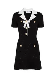 Self-portrait Sequin-embellished Waffle-knit Mini Dress - Black - M (UK12 / M) M (UK12 / M)