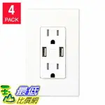 [107美國直購] 插座 FEIT ELECTRIC 4-PACK WALL RECEPTACLE WITH USB PORTS A1199668