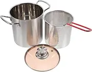 FELTECHELECTR 1Set Deep Frying Pot with Handle Multi Functional Fryer with Drain Basket for Quick Cooking for Heating Breakfast and Preparing Food
