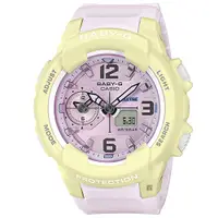 在飛比找PChome24h購物優惠-CASIO 卡西歐 Baby-G 粉嫩兩地時間錶-鵝黃X粉紫