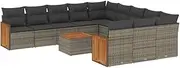 vidaxl 12-Piece Modular Garden Sofa Set - Grey Poly Rattan Outdoor Lounge with Cushions and Storage